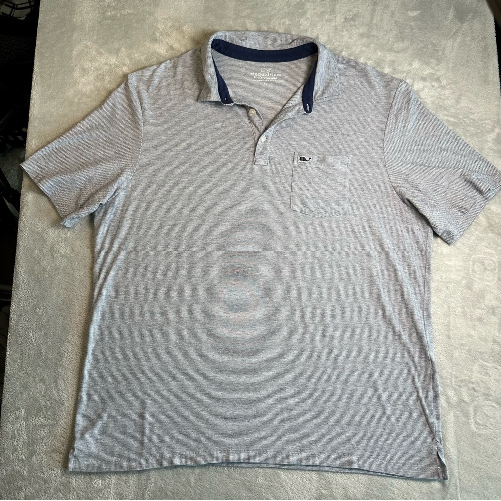Vineyard Vines Men’s XL Gray Striped Edgartown Polo Golf Shirt - Picture 1 of 7